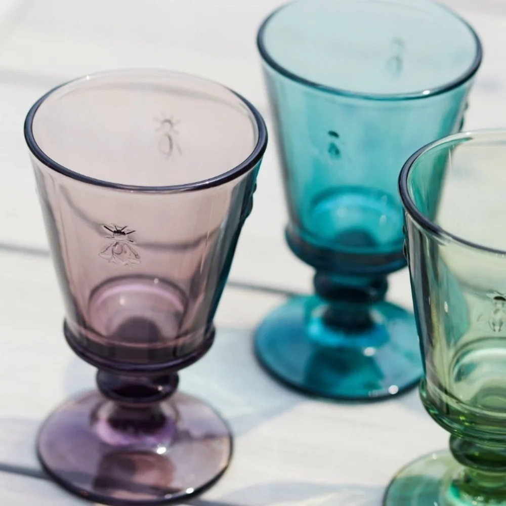 Hand blown in France Bee 🐝 Wine Glass set of 4